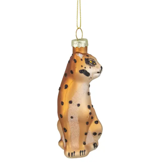 Northlight Standing Leopard Glass Christmas Ornament - 4" - Black and Orange {5}