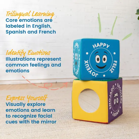 Trilingual Emotion Cube with Mirror, Social and Emotional Learning Toy Assorted {5}