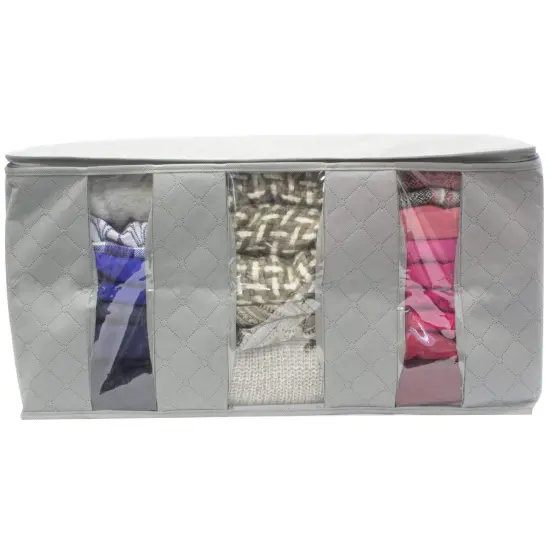 Sorbus Foldable Storage Bag Organizers with 3 divided sections (2 Pack) Gray {3}