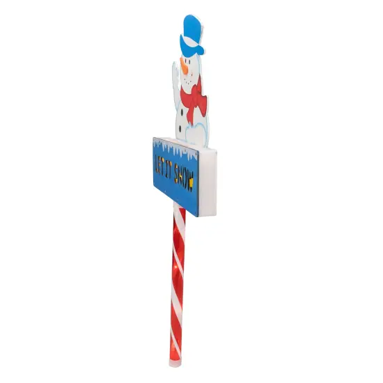 Northlight 28.5" Lighted Snowman 'LET IT SNOW' Christmas Lawn Stake - Clear Lights Blue {3}