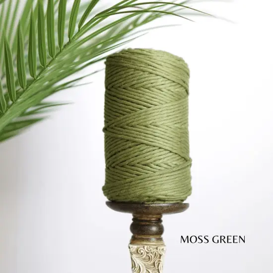 3mm EGYPTIAN GIZA COTTON | Single Strand Macrame Cord Moss Green {1}