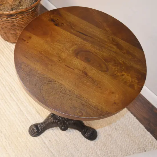 Contemporary Home Living 28" Chestnut Brown and Black Rustic Round Accent Table {4}