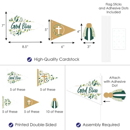 Big Dot of Happiness Elegant Cross - Triangle Religious Party Photo Props - Pennant Flag Centerpieces - Set of 20 {4}
