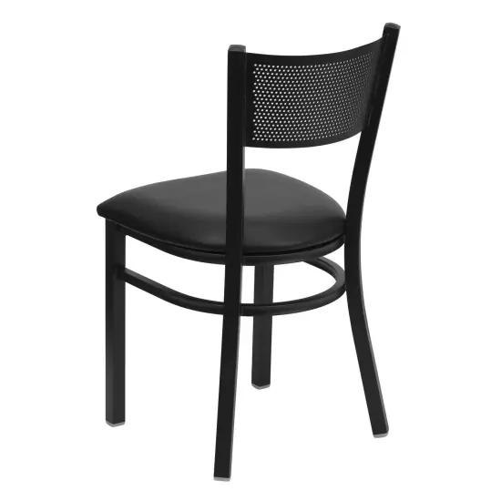Emma and Oliver Grid Back Metal Restaurant Dining Chair BurgVYL/BlackMetal {8}