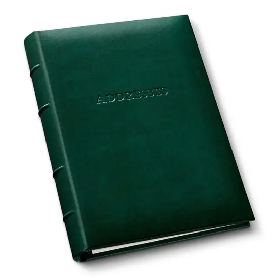 Gallery Leather Large Address Book with Alphabetical Tabs up to 480 records, Leather Notebook Hardcover, Telephone and Address Books - 9x7, Acadia Green {2}