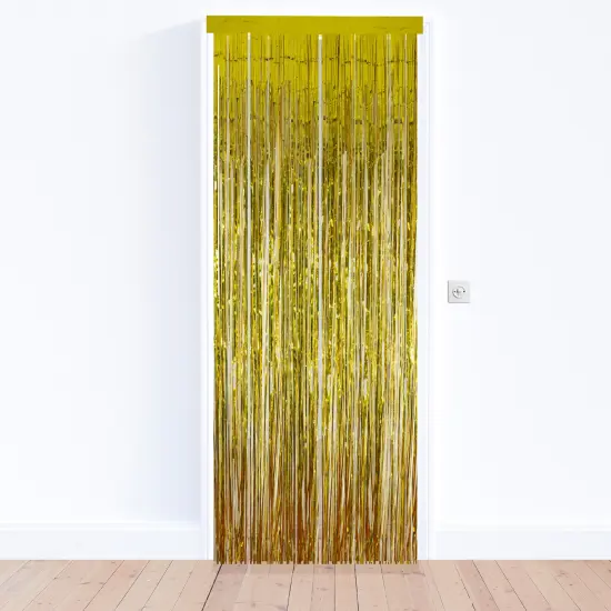 Northlight Tinsel Christmas Window or Door Curtain - 3' x 8' - Gold {3}