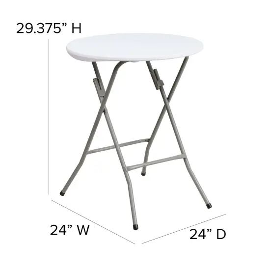 Emma and Oliver 2-Foot Round Plastic Folding Table Granite White {5}