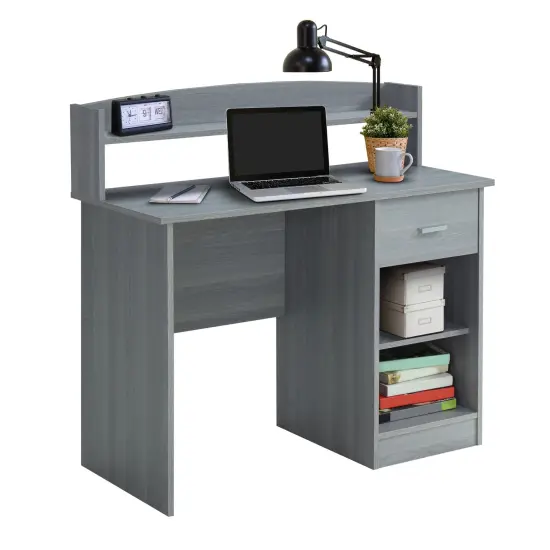 Techni Office Solutions 40.5" Gray Unique Techni Mobili Modern Office Desk with Hutch {4}