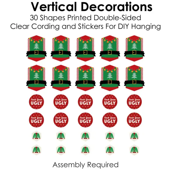 Big Dot of Happiness Ugly Sweater - Holiday and Christmas Party DIY Dangler Backdrop - Hanging Vertical Decorations - 30 Pieces {6}