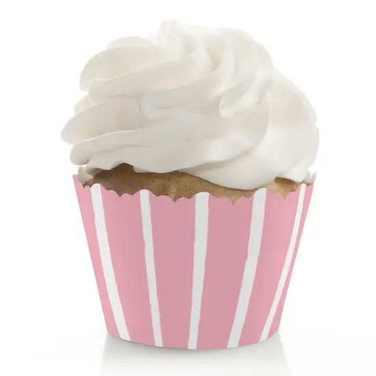 Big Dot of Happiness Pink Stripes - Simple Party Decorations - Party Cupcake Wrappers - Set of 12 {1}