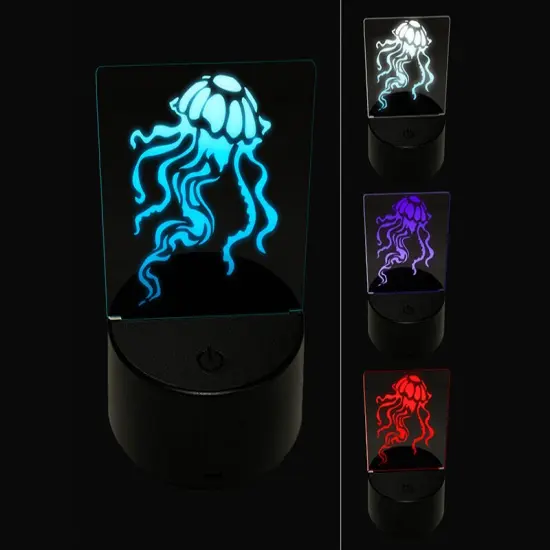 Elegant Compass Jellyfish Floating in the Ocean 3D Illusion LED Night Light Sign Nightstand Desk Lamp {1}