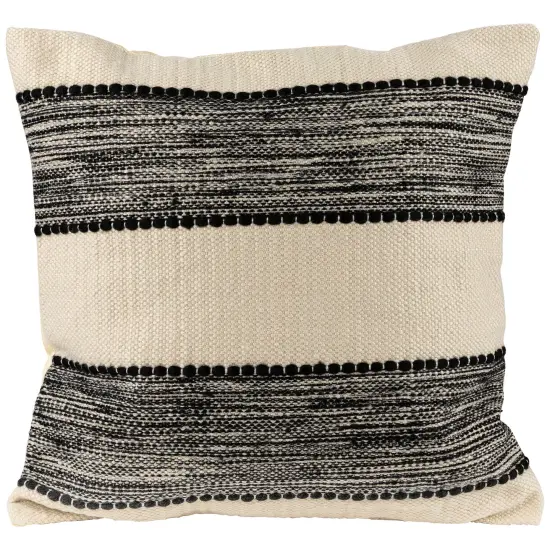 Northlight 20" Black and Cream Textured Block Handloom Woven Outdoor Square Throw Pillow {1}
