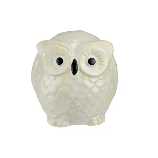 Roman 4.25" Pudgy Pals Wide Eyed Beige and Cream Owl Table Top Decorative Figure Brown {1}