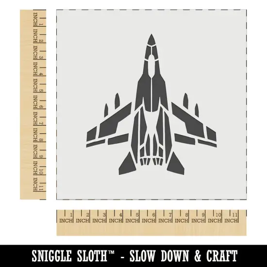 Fighter Jet War Plane Combat Vehicle with Missiles Wall Cookie DIY Craft Reusable Stencil {1}