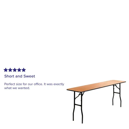 Emma and Oliver 6-Foot Rectangular Wood Folding Training / Seminar Table with Smooth Clear Coated Finished Top Natural {3}