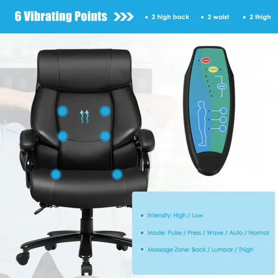 PU Leather Massage Office Chair with Thick Foam Cushion {3}