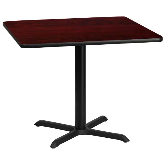 Emma and Oliver 36" Square Laminate Table Top with 30"x30" Table Height Base Black {9}