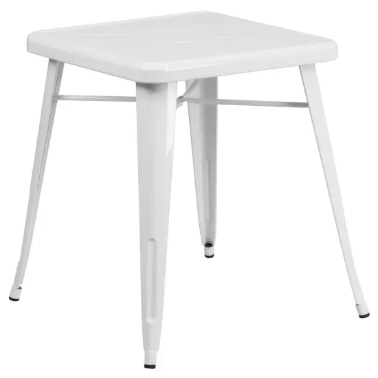 Merrick Lane Benson 23.75" Square Metal Dining Table for Indoor and Outdoor Use White {2}