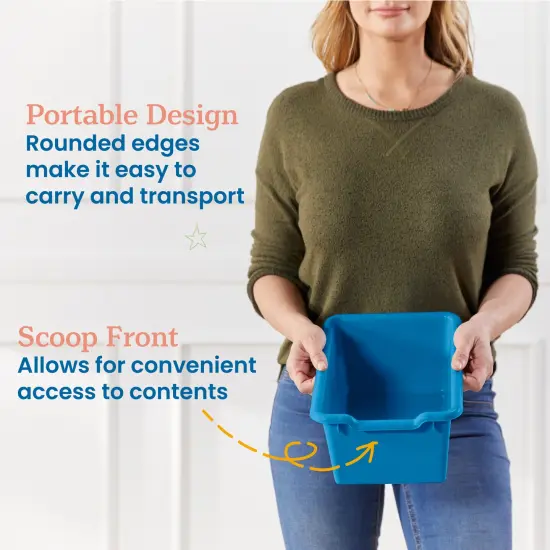 Scoop Front Storage Bins, Multipurpose Organization, 10-Pack French Blue {4}