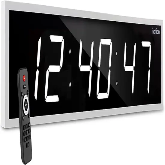 Ivation 72 in. Large Digital Wall Clock, LED Digital Clock with Timer and Alarm White {1}