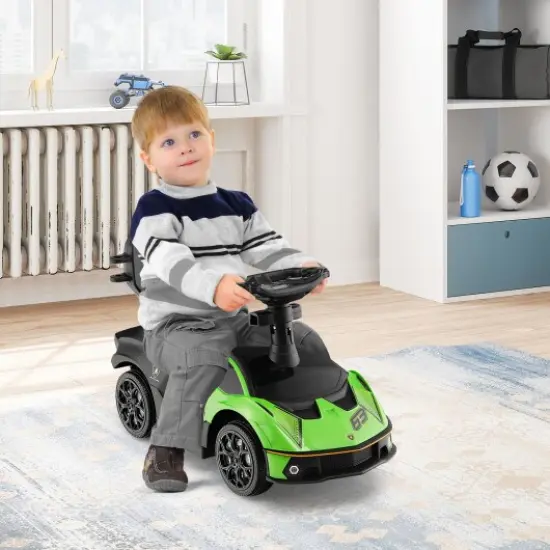 3-in-1 Ride on Push Car with Handle Guardrail and Green {2}