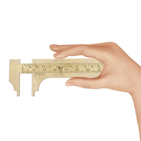 Economy Brass Gauge – 80mm (3.14”) Pocket Sized Slide Gauge – Measures in Both in Inches and Millimeters – Sliding Caliper Ruler – Non-Magnetic Measuring Tool {5}