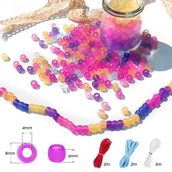 1000 Pieces Glow in The Dark Beads, Plastic UV Beads Bracelet Pony Beads Color Changing Beads for Jewelry Making Bracelets, Necklace {6}