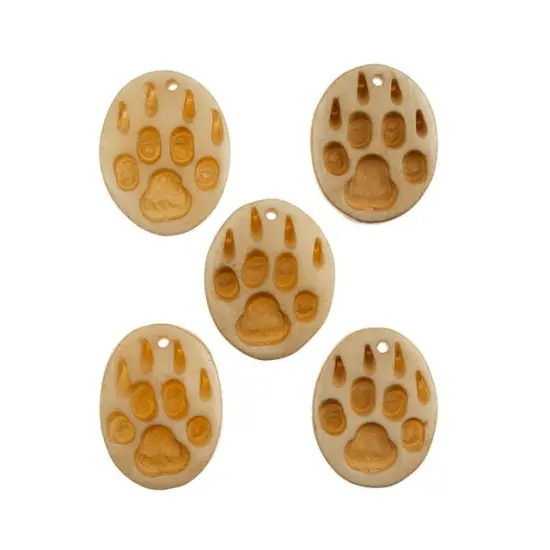 John Bead 1.25" Paw Natural Bone Pendants Beige {1}
