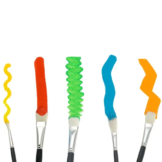 Creative Mark Pro Stroke Premium White Chungking Hog Bristle Artist Paint Brush - Rounds Set of 5 - Natural Bristle Brush w/ Soft Touch Handle for Oils, Watercolors, Acrylics, Alkyds, Caseins {6}