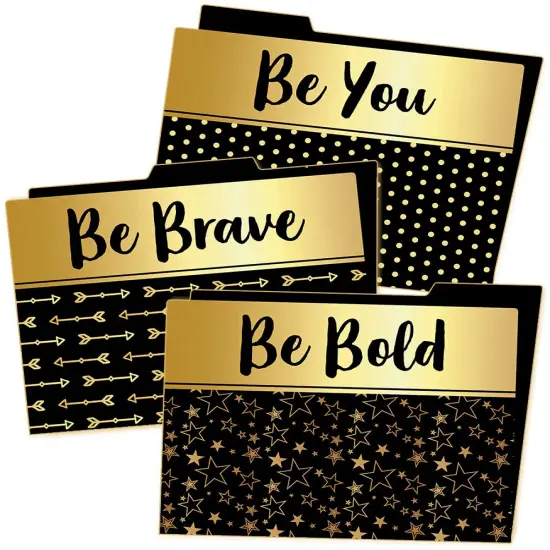 Carson Dellosa 6-Pack Positive Affirmation File Folders, Black and Gold Paper Organizers With Pockets for Filing Cabinet, Classroom Organization, Desk Accessories, Teacher Must Haves, Office Supplies {2}