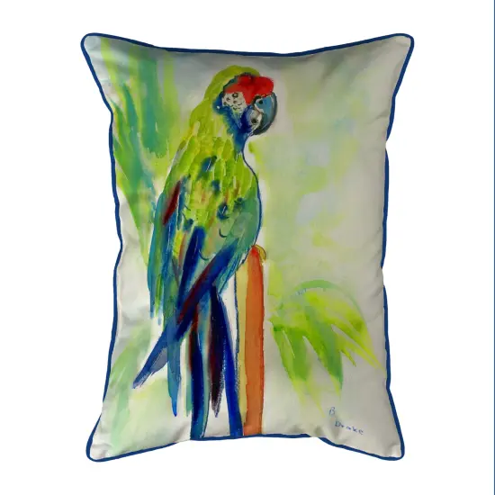 Betsy Drake Green Parrot Large Indoor/Outdoor Pillow 16x20 Multicolor {1}