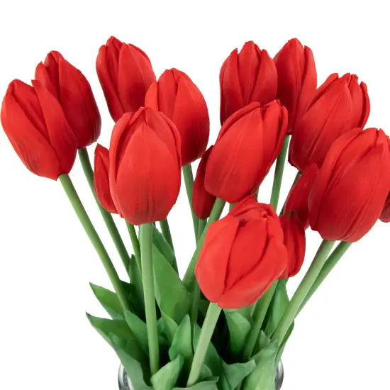 Northlight Real Touch&trade; Red Artificial Tulip Floral Bundles, Set of 6 - 18" {7}