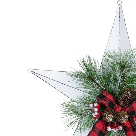 Northlight 17" White 5 point Christmas Star With Plaid Ribbon with Artificial Pine {4}