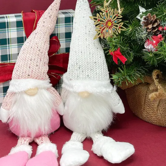 Wrapables Pink & White Sitting Gnome Dolls for Tabletop and Holiday Decorations (Set of 2) {4}