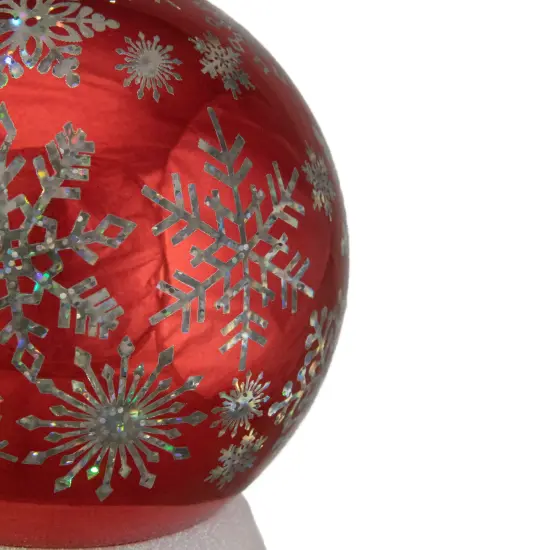Northlight LED Lighted Shiny Snowflake Water Globe Decoration - 6.5" - Red - Warm White {4}