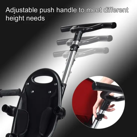 4-in-1 Kids Tricycle with Adjustable Push Handle Red {4}