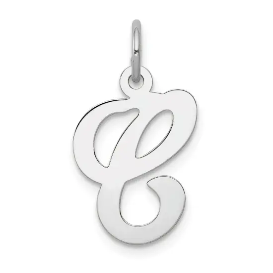 14K White Gold Polished Fancy Initial Letter C Charm Jewerly 20mm x 11mm {1}