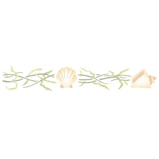 Shells and Sea Grass Wall Stencil | 3246 by Designer Stencils | Outdoor Stencils | Reusable Art Craft Stencils for Painting on Walls, Canvas, Wood | Reusable Plastic Paint Stencil for Home Makeover | Easy to Use & Clean Art Stencil {1}