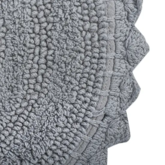 Contemporary Home Living 17" x 24" Gray Small Oval Home and Bathroom Essentials Crochet Bath Mat {6}