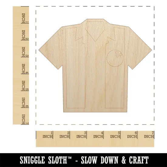 Bowling Shirt Striped Retro Style Unfinished Wood Shape Piece Cutout for DIY Craft Projects {1}
