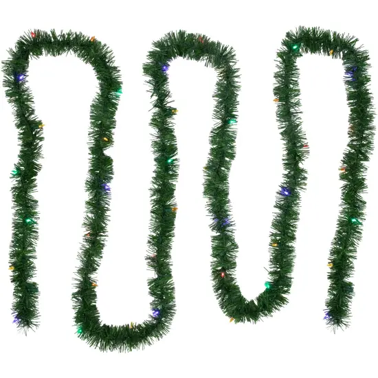 Northlight 18' x 3" Pre-Lit Pine Artificial Christmas Garland, Multicolor LED Lights Green {1}