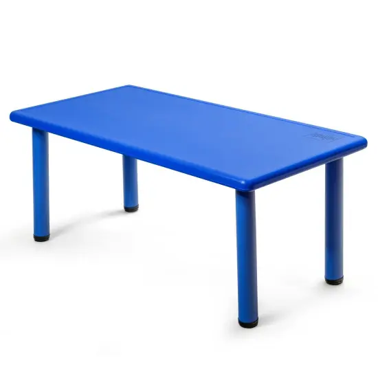 Kids Plastic Rectangular Play Table with Steel Pipe Suitable for Indoor or Outdoor Use Blue {4}