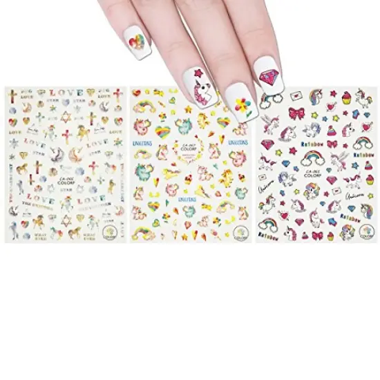 Wrapables 3 Sheets Dreamy Unicorns Nail Stickers Nail Art {1}