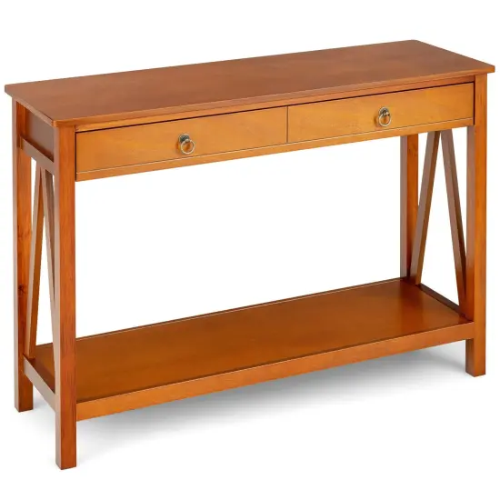 Console Table with Drawer Storage Shelf for Entryway Hallway Cherry {1}