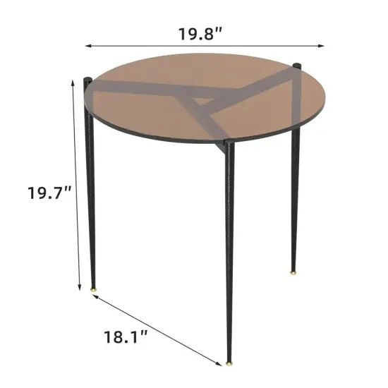 Gray Glass Circular Side Table Ins Leisure Coffee Table Bedside Table {2}