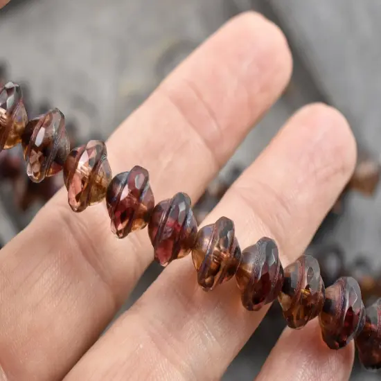 *15* 8x10mm Fuchsia Crystal Picasso Saturn Beads {3}