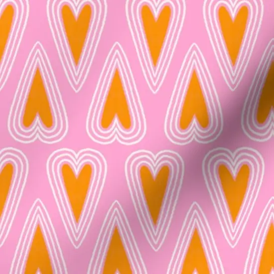 Various Fabrics by the Yard or Fat Quarter Hearts Pink Whimsical Valentine'S Day Cute Orange Valentine Custom Printed Fabric by Spoonflower {7}