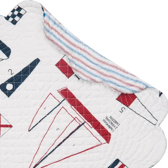 Windward Port Cotton Quilted Round Reversible Placemats Set of 6, 17" {3}