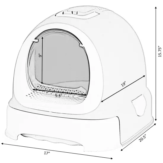 Fully Enclosed Hooded Litter Pan with Front Entry Odor Close Door, Cat Litter Scoop Included {5}