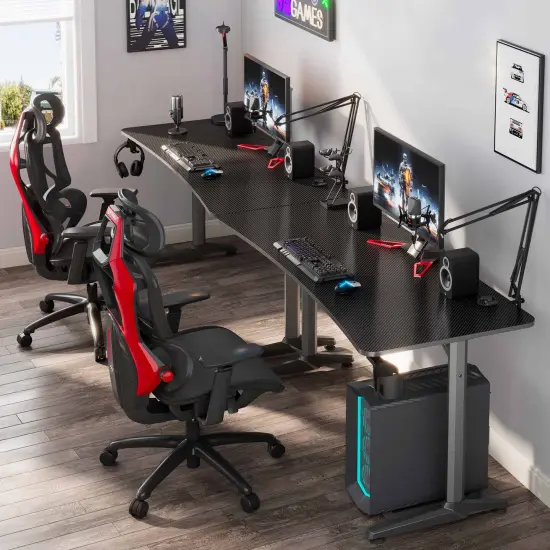 Eureka Ergonomic 60x23 Curved Shaped Gaming Desk {2}